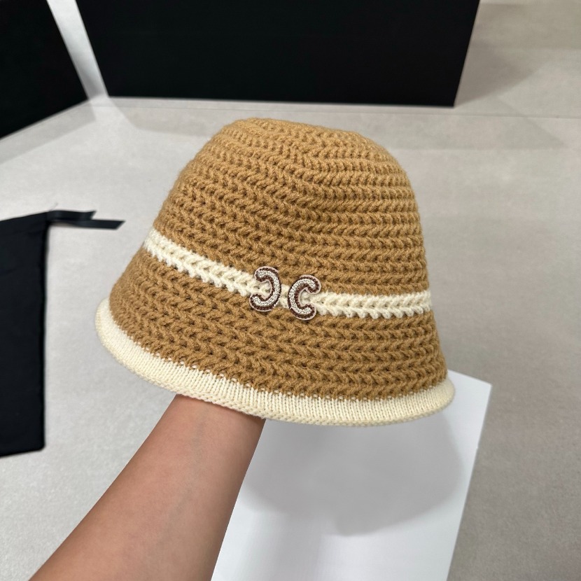 Black Beige Knitted Bucket Hat With Embellished Accent Delicate Daily Stylish Headwear Gift For Her High - Quality Fashion Accessory