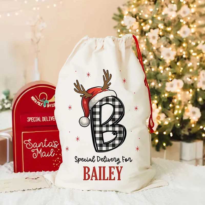 Personalised Merry Christmas Drawstring Gift Bag Custom Xmas Holiday Party Decoration Accessories Kid Girl Boy Present Toy BagsM251113-image-1084491920