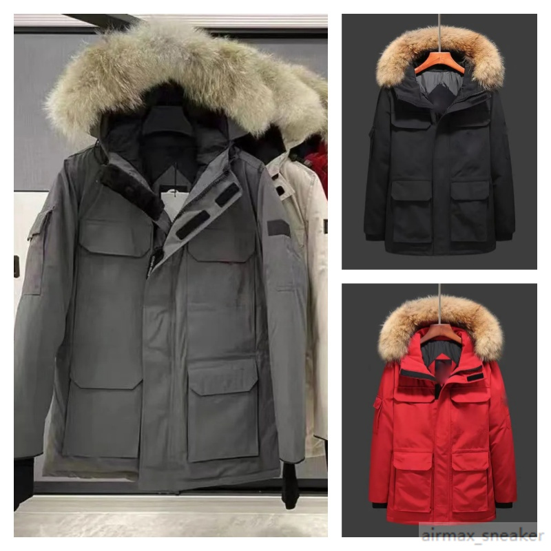 DDesigner kids own jacket Winter Puffer Jackets Coat Real Wolf Fur Homme Outdoor Windbreaker Jassen Outerwear Hooded Manteau Hiver Canada Style warm