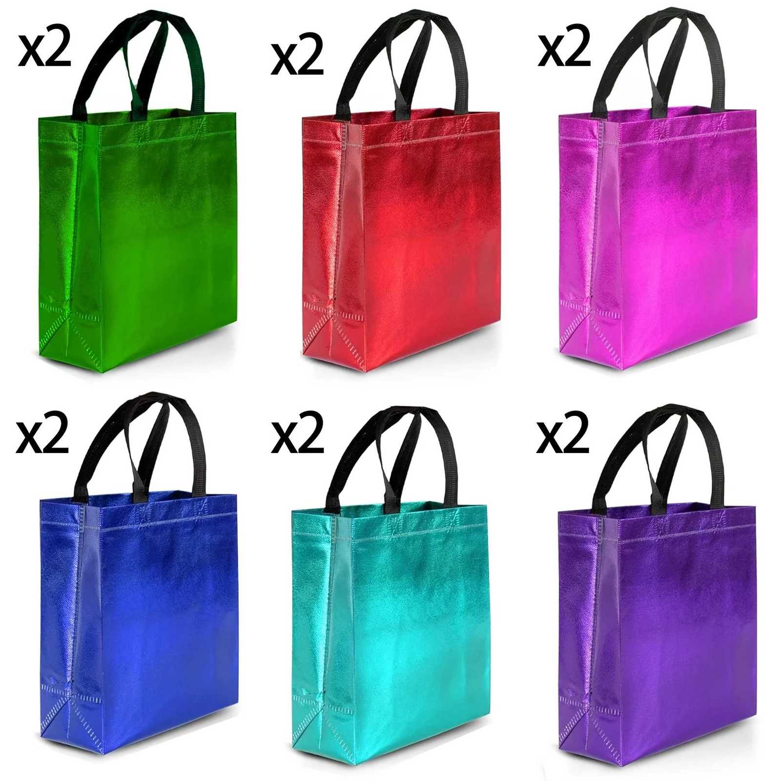 Mixed Color Gift Bag M 12 reusable gift bags made up of six bright colors and gloss suitable as a small gift bag birthday bagM251113-image-1084490466