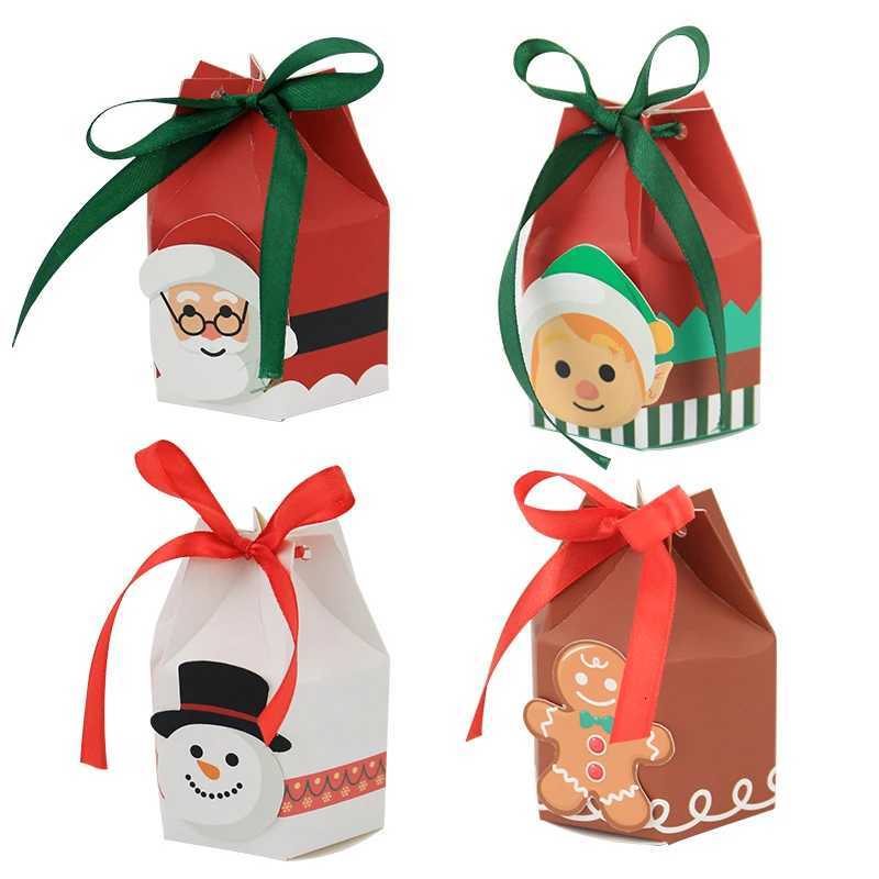 24PCS Christmas Candy Boxes4 Styles Christmas Treat Gift Boxes Xmas Paper Boxes with Ribbon Candy Shape Small Sweet Boxes M251113-image-1084490254