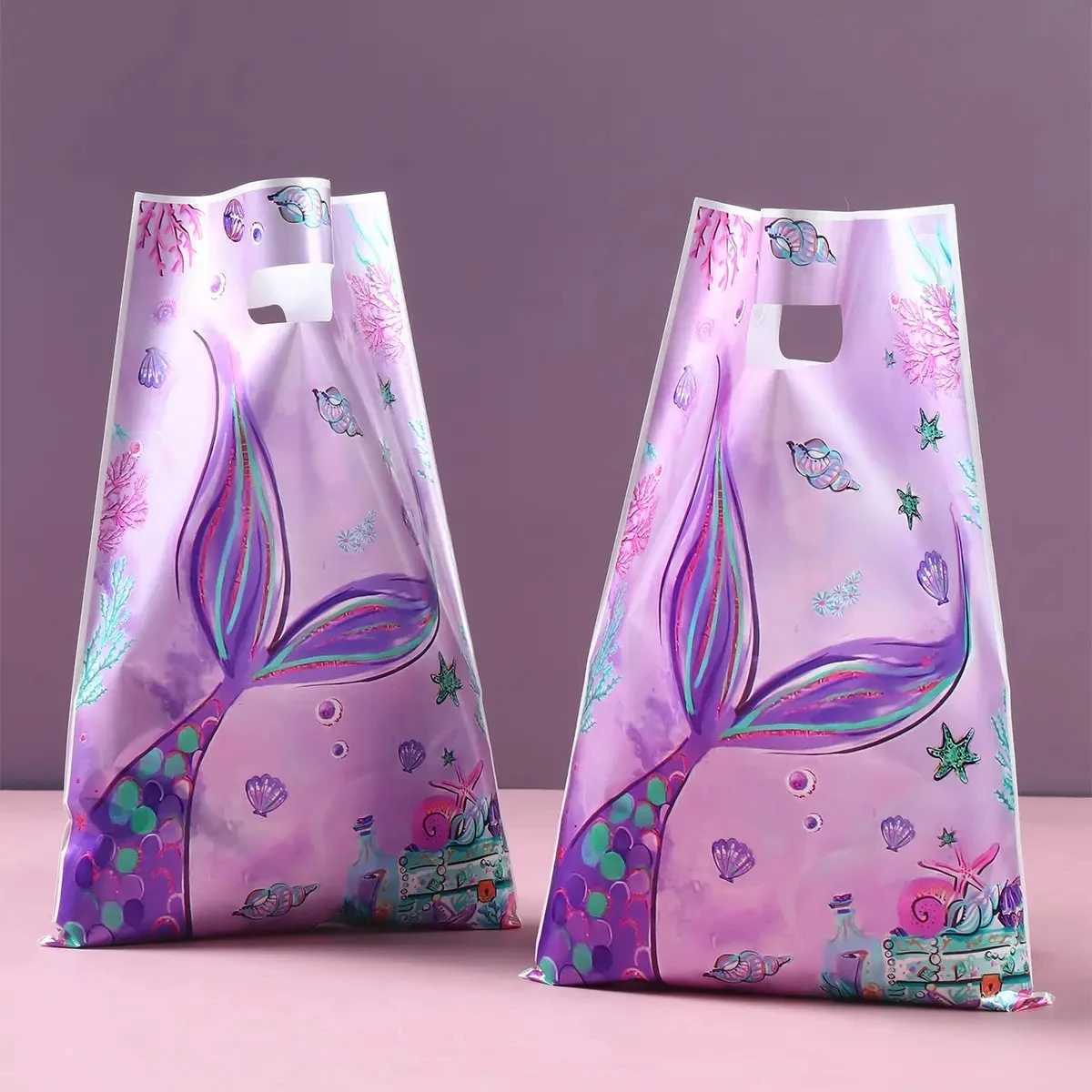 10pcs Handbag Candy Bags Little Mermaid Birthday Party Decoration Kids Gift Bag 1st Birthday Baby Shower Party Supplies M251113-image-1084490960