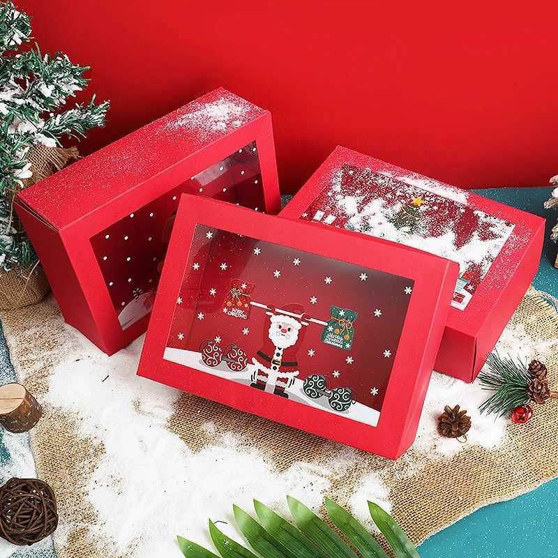 Christmas Gift Box with Window Santa Claus Cookie Candy Chocolate Biscuit Packing Box Xmas 2025 New Year Gifts Wrapping SuppliesM251113-image-1084492082