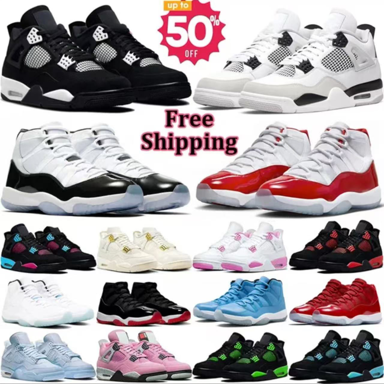 Luxury Designer shoes basketball shoes Black Cat 4s casual shoes men's and women's outdoor sports shoes training shoes black and white red
