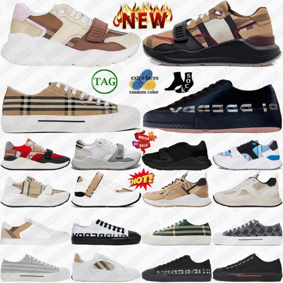 designer shoes Check Regis Suede Archive Ramsey Vintage Leather Sneakers trainers women men shoe sneaker Blue print Taupe Brown GreymfKb#-image-971864686