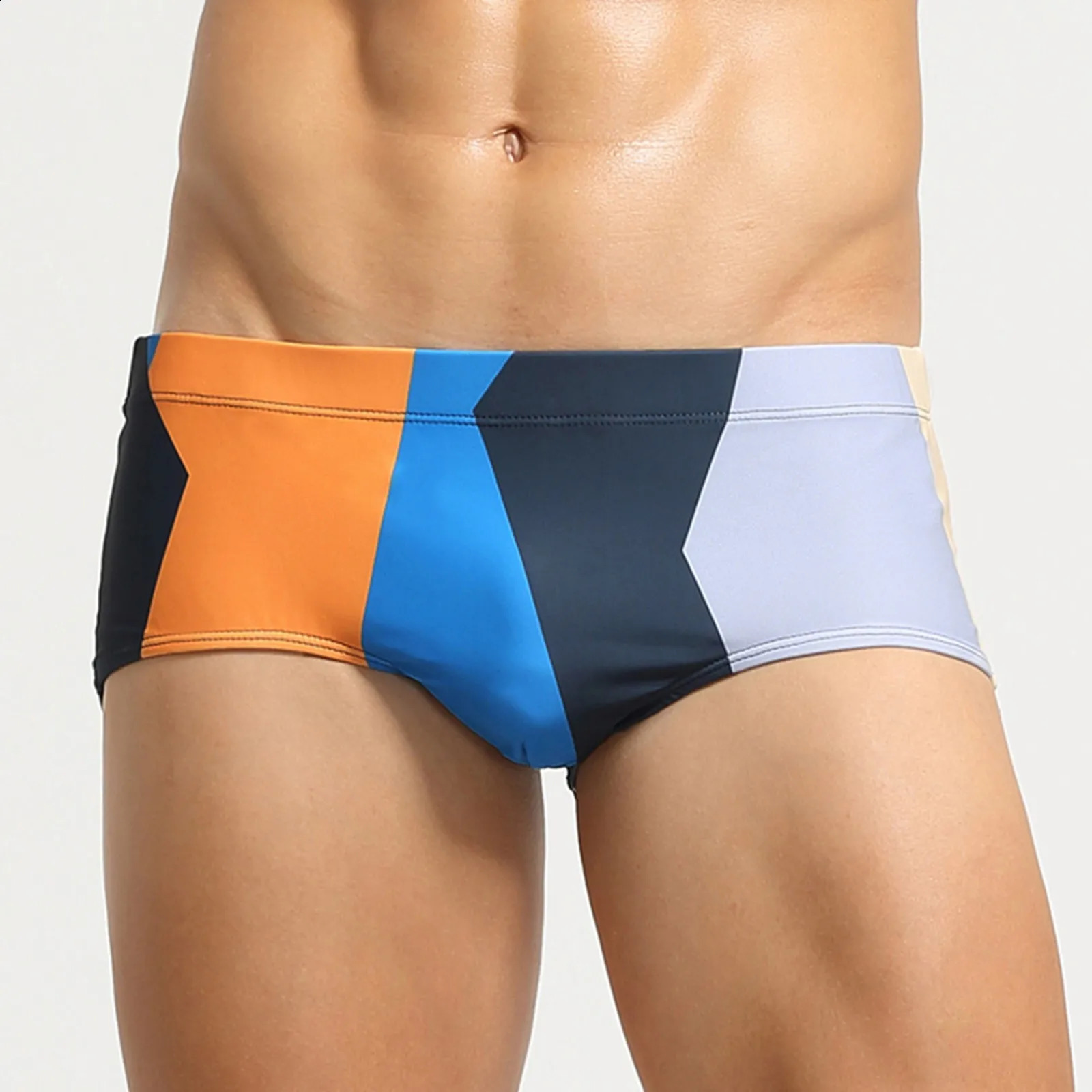 Mens beach mens swimmers summer swimsuits low rise colorful patch work shorts thin and comfortable boxing 250409Y
