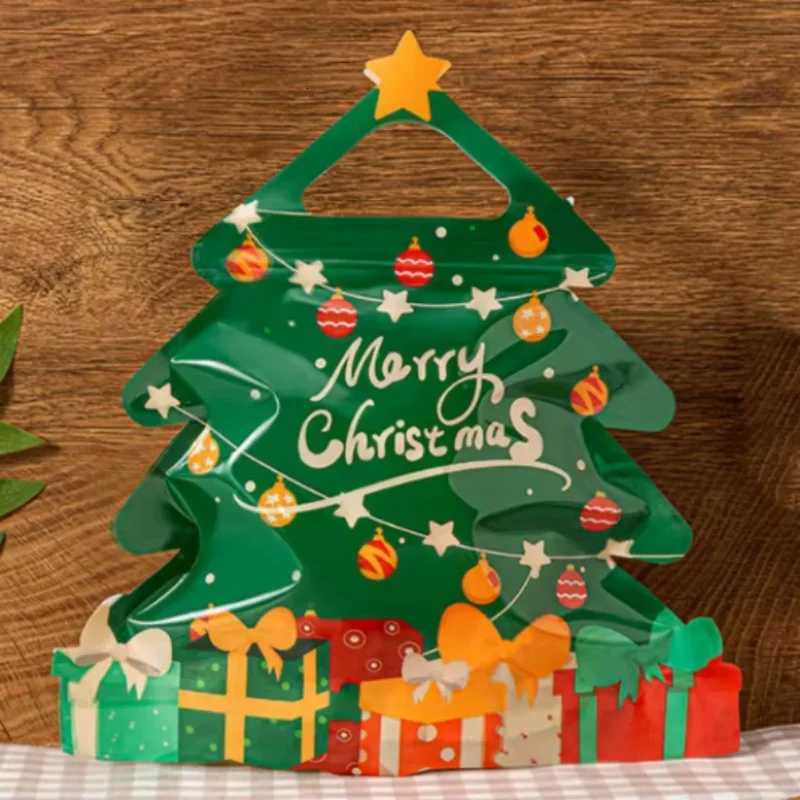 10/100PCS Plastic Christmas Packaging Bag DIY Tree Sugar Candy Snack Bakery Cookies Child Toys Gifts Storage Pouches M251113-image-1084490809