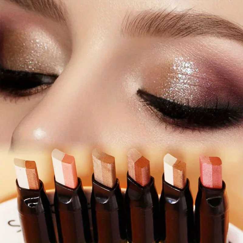 Glitter Double Color Gradient Eyeshadow Stick Pencil Two Tone Shimmer Metallic Lazy Eye Shadow Pen Waterproof 2 in 1 Eye Makeup J251113-image-1084523345