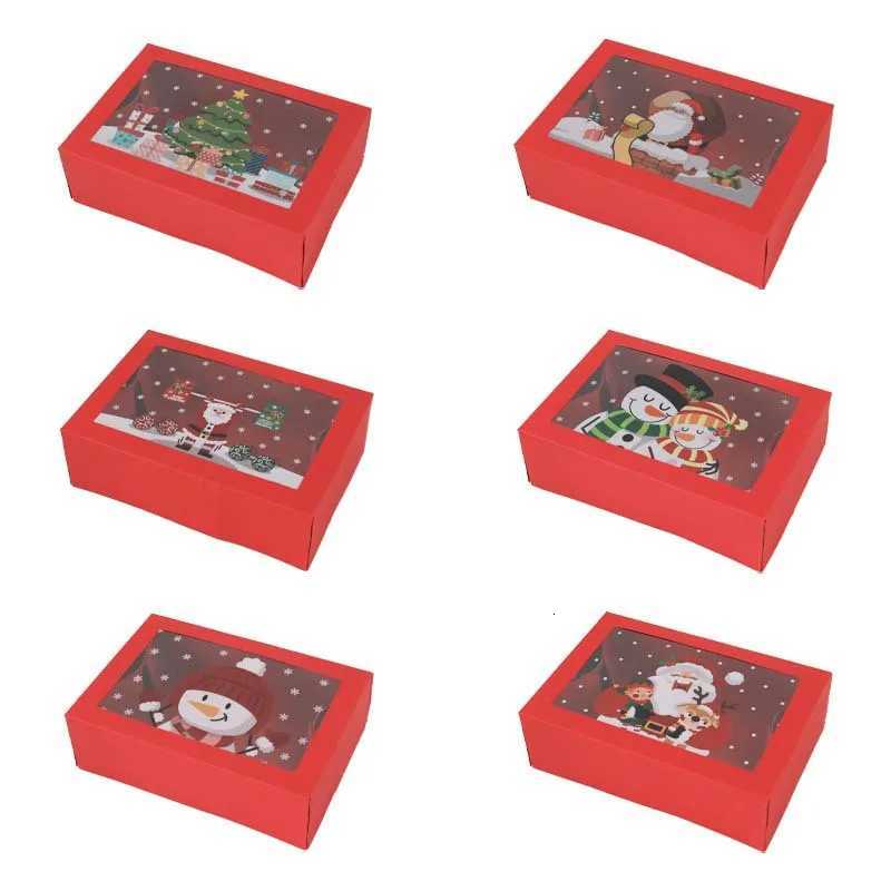 6PCS Treat boxes For Donuts Cupcake Candy Gift Giving Holiday Baking Box Christmas Paper Red cookie Boxes M251113-image-1084491703