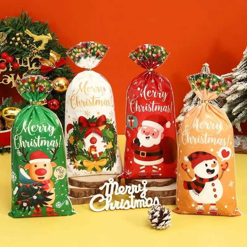 25/50/100pcs Christmas Candy Bags Christmas Decorations 2025 Santa Gift Bag Navidad Xmas Gift Bags Cristmas Cookies Packing Bag M251113-image-1084489918