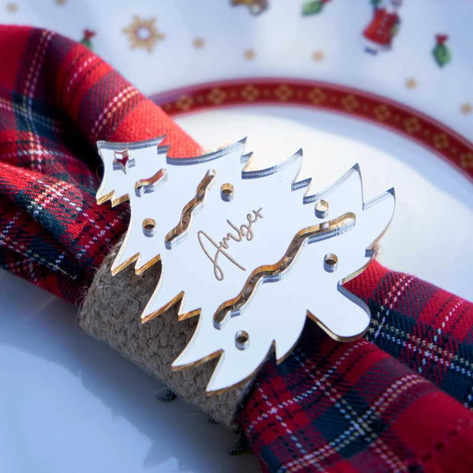 Custom christmas tree place cards Wedding place cards Laser cut names Name tags Party Decoration Gift winter xmas treeM251113-image-1084490775