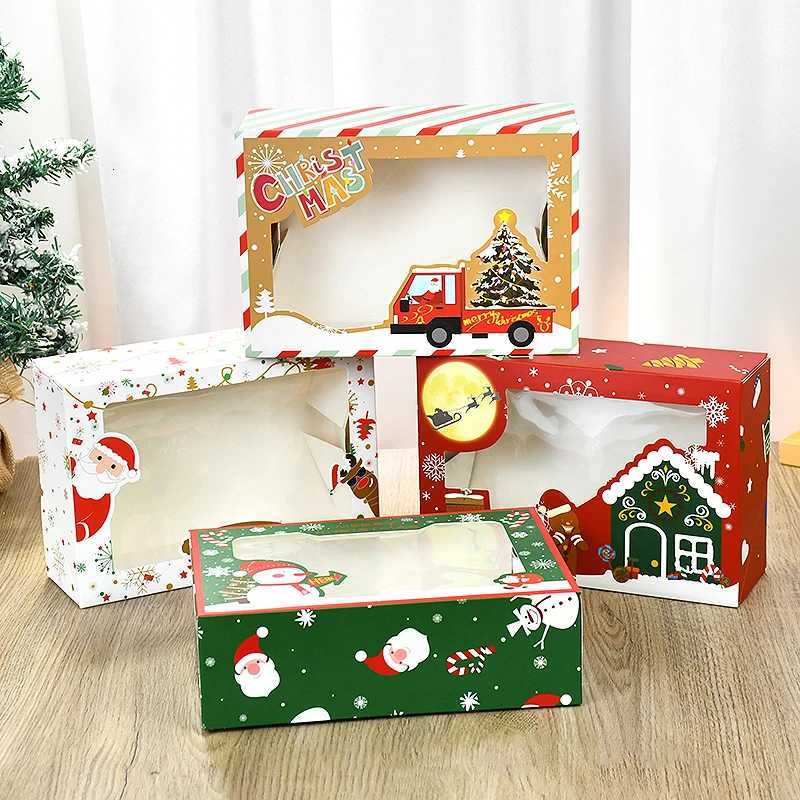 4pcs Christmas Candy Box with Window Santa Claus Snowman Cookie Chocolate Biscuit Packaging Boxes Xmas Gifts Wrapping New Year M251113-image-1084492321