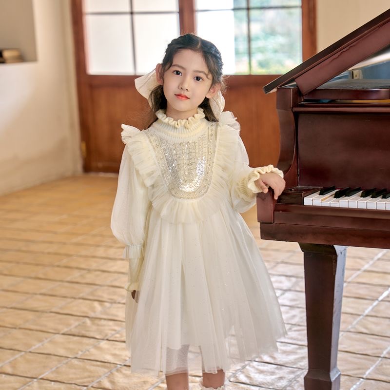 D681 Girls&#039; dress, new autumn/winter style, Korean princess style sweater dress, popular sweet and stylish formal dress-image-1084718881
