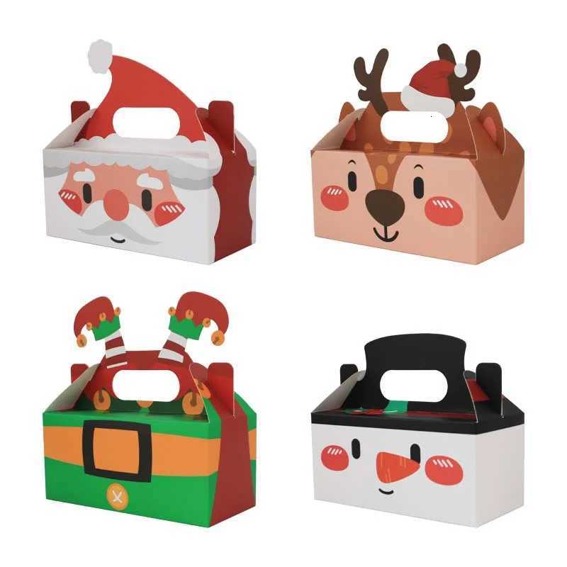 4Pcs Christmas Candy Boxes Santa Claus Snowman Xmas Party Biscuit Cookies Cake Pastry Paper Packing Box Navidad New Year Decor M251113-image-1084491147