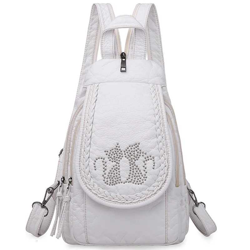 Broderie Mini sacs à dos femmes sac à dos mignon motif de fleur lavage PU cuir dames sac à dos blanc sacs à bandoulière pour les filles SACW25111