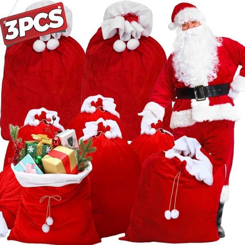 Christmas Santa Claus Bags Red Velvet Claus Bags Large Christmas Gift Sack with Drawstring for Xmas Present Toy Party DecorationM251113-image-1084491880