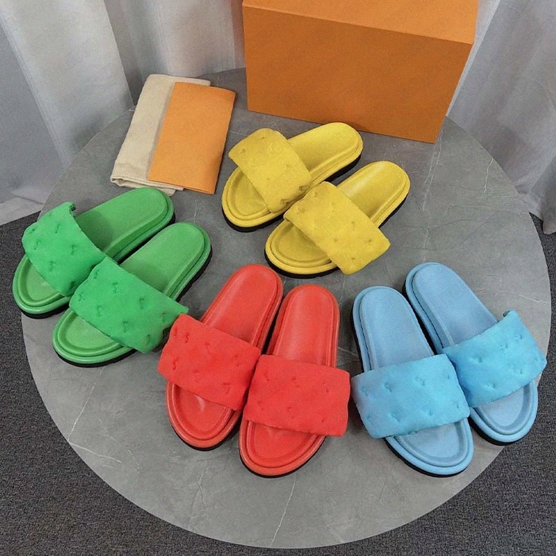 designer slippers pool pillow slide Mule slipper slides scuffs comfort brown blue white Black red Womens mens8WSj#-image-971867538