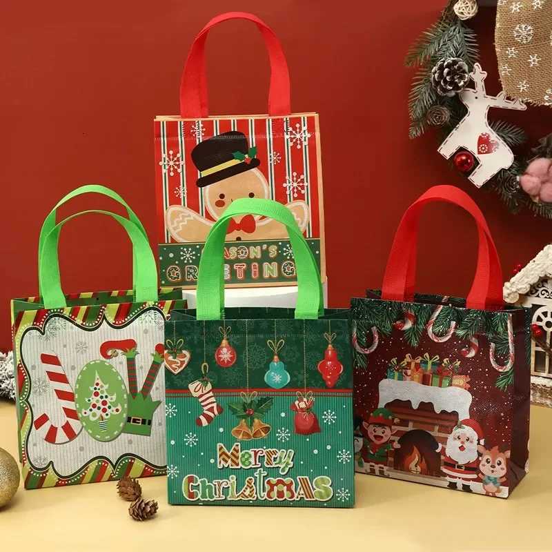 4pcs Christmas Non-Woven Bag Snowman Gift Bag with Handles Christmas Decorations For Home 2024 Xmas Gifts NewYear Packaging Bag M251113-image-1084489689