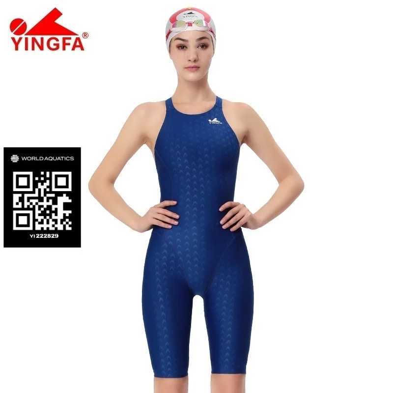 Sharkskin One Piece Swimsuit Knee Length Racing Swimsuit Female Swimming Outfit YINGFA Women Professional Sporty Swimwear 925W251113-image-1084542664