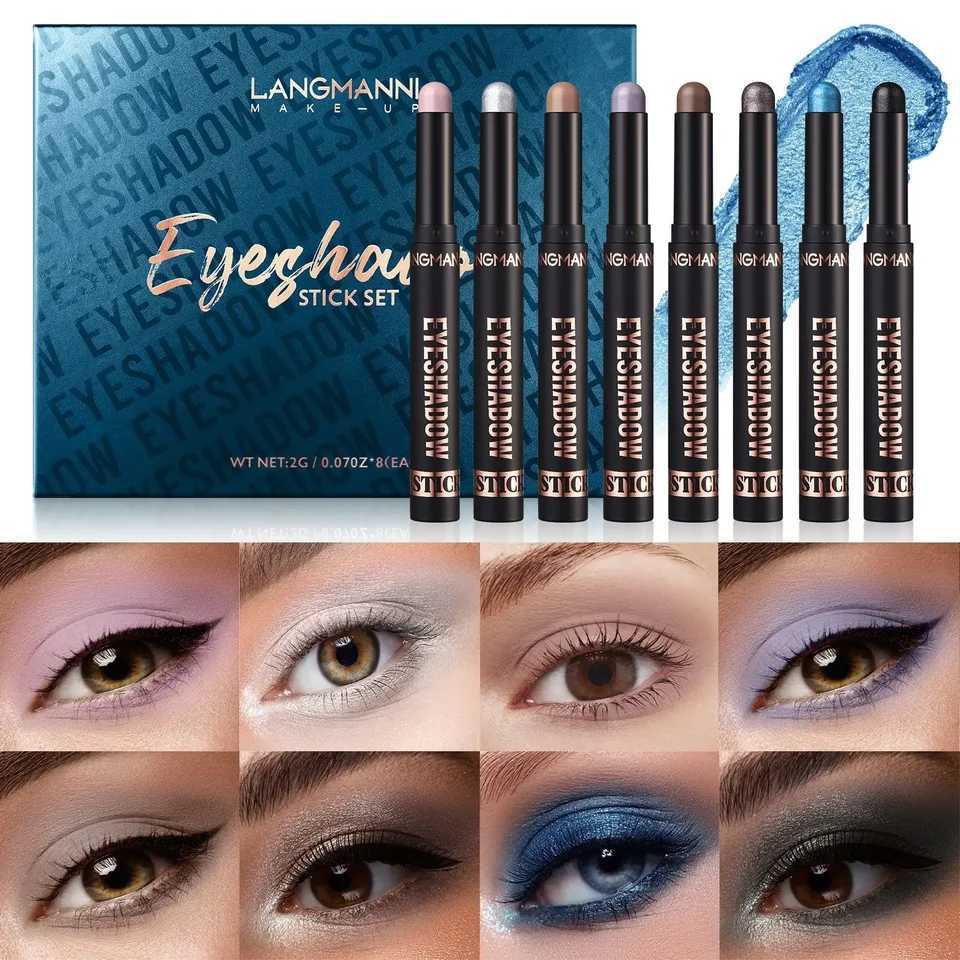 Waterproof Long Lasting Metallic Eyeshadow Sticks Satin Finish 16 Vibrant Colors Professional Makeup Pencil Crayon Set 8PCS J251113-image-1084460245