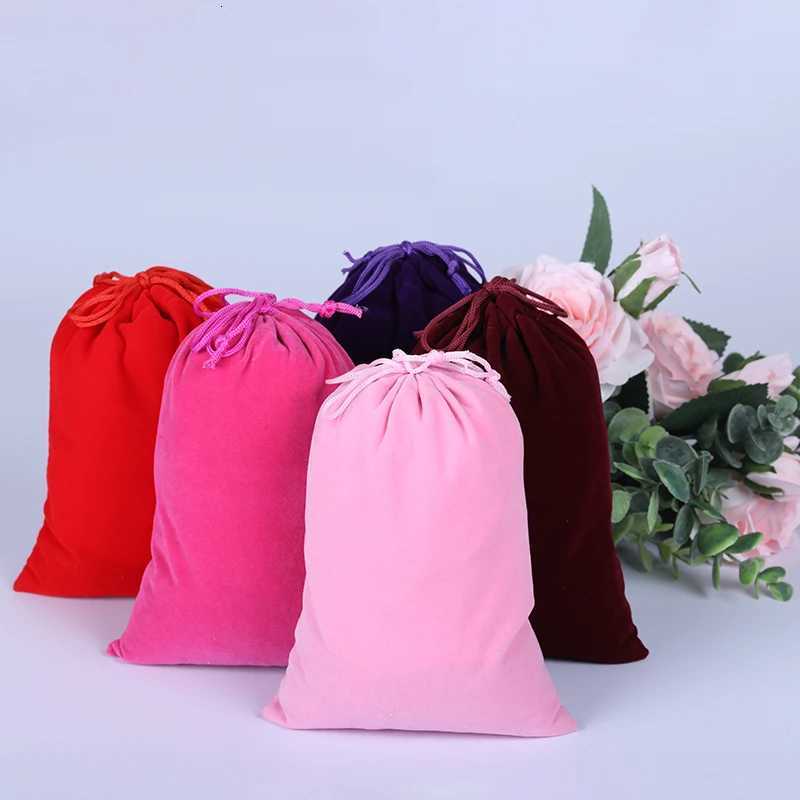 10Pcs Jewelry PackagingOrganizer Christmas Wedding Favor Bag Custom Link Jewelry Bag Velvet Drawstring Gift Bag Cotton Pouch M251113-image-1084492003