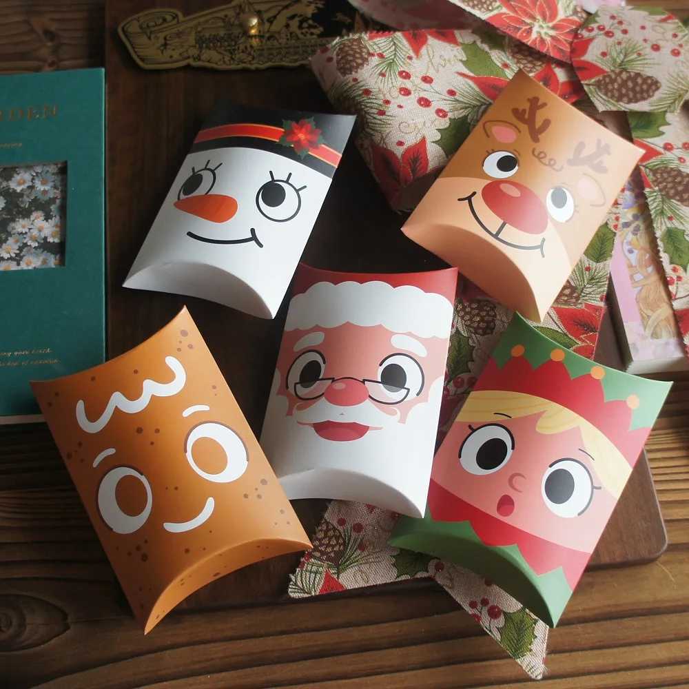 Mini 10pcs Christmas Smiling Santa Snowman Elf Paper Box Mix Style Favors Gifts Candy Small Gift Packaging Boxes M251113-image-1084491888