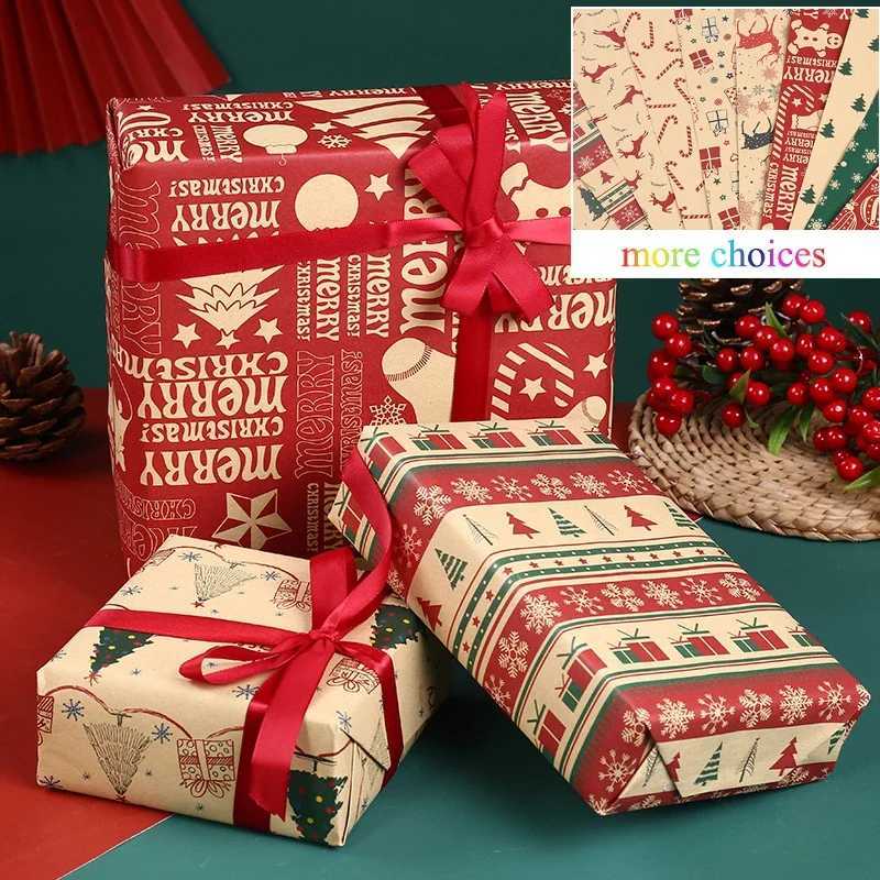 Christmas gift wrapping paper thickened Christmas kraft wrapping paper Christmas tree elk gift box wrapping paperM251113-image-1084490164