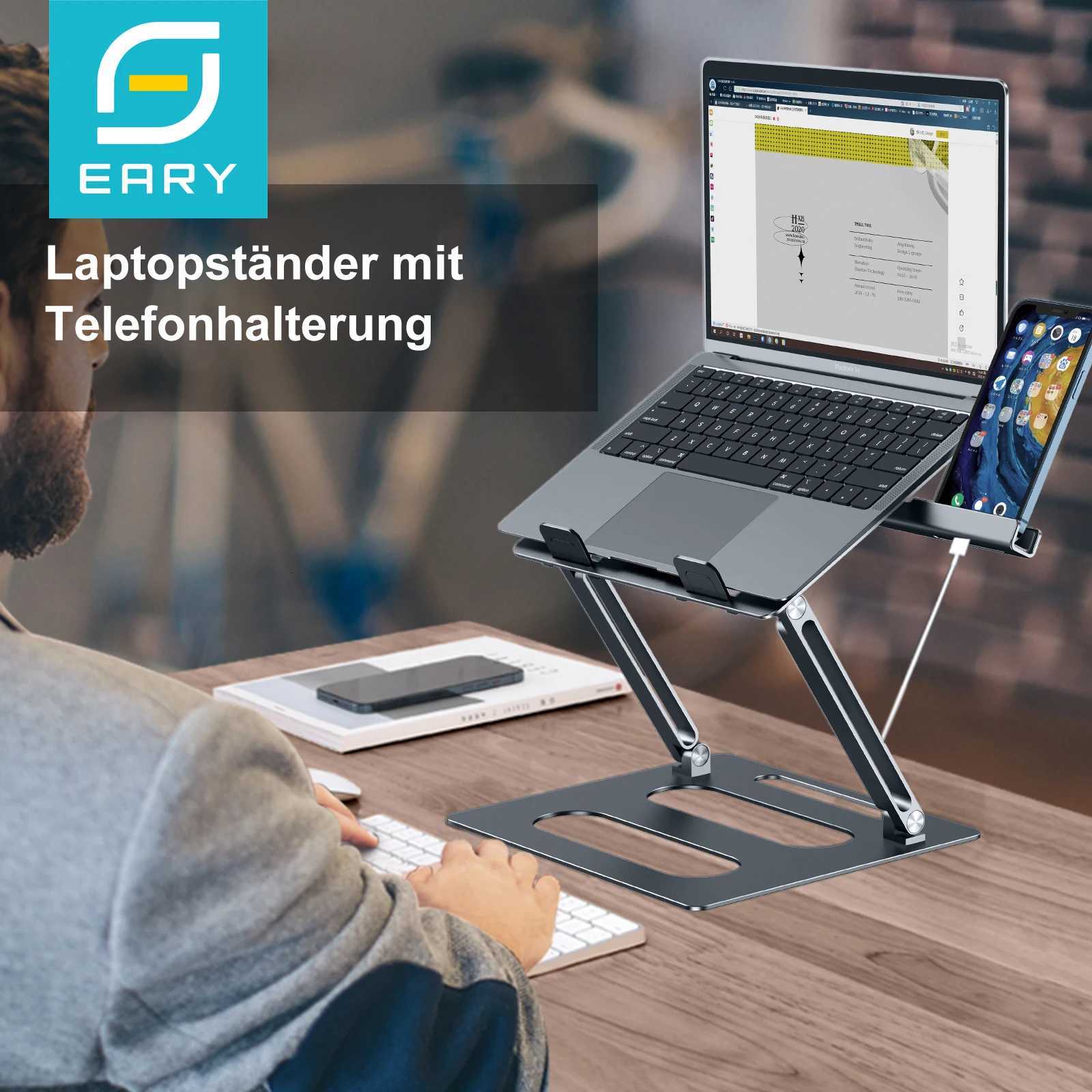 Eary Aluminum Metal Laptop Stand Ergonic Foldable Height Adjustable Holder Ventilated Cooling Cputer Base Desk Accessories H251113-image-1084929432