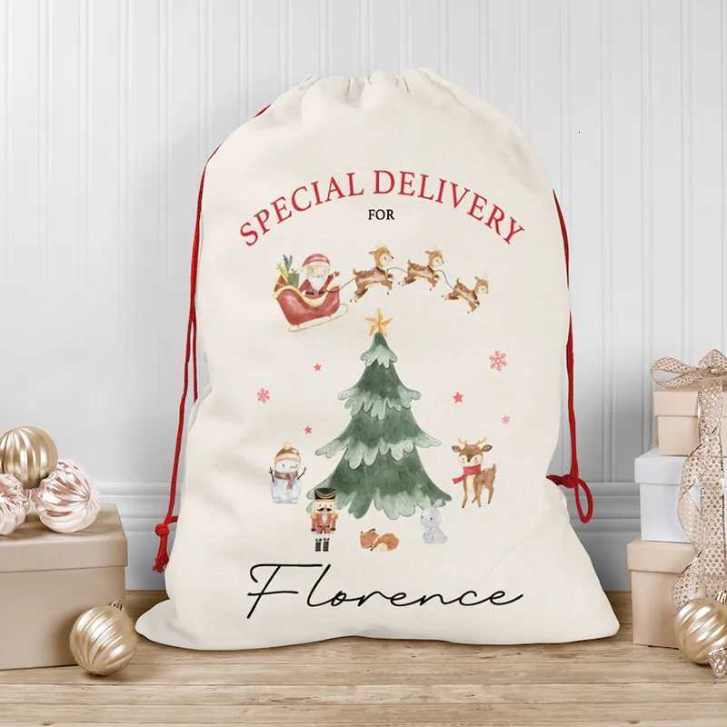 Personalised Christmas Sack Custom name Christmas gift bag For Kids Childrens Sack Christmas tree decoration room ornamentM251113-image-1084491890