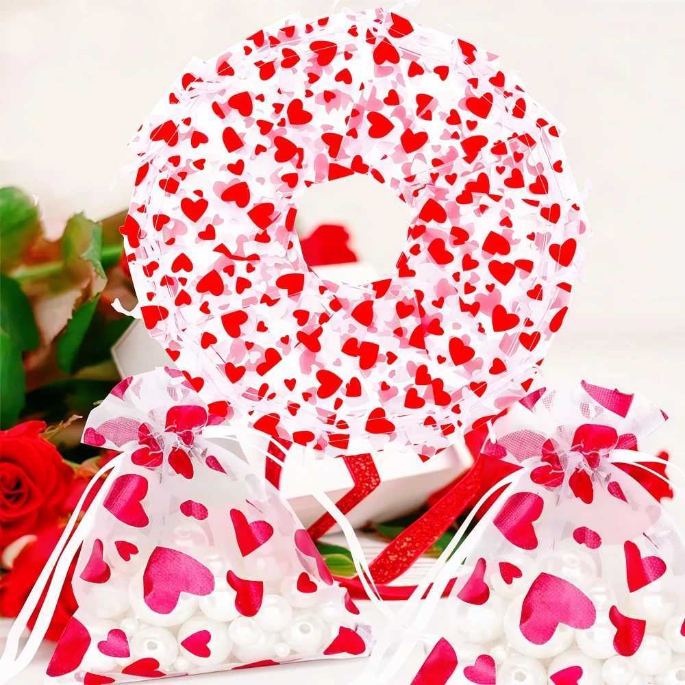 30/50 Pcs Love Hot Stamping Yarn Bag for Valentines Day Wedding Party Wedding Candy Jewelry Gift Storage Drawstring Mesh Bag M251113-image-1084489575