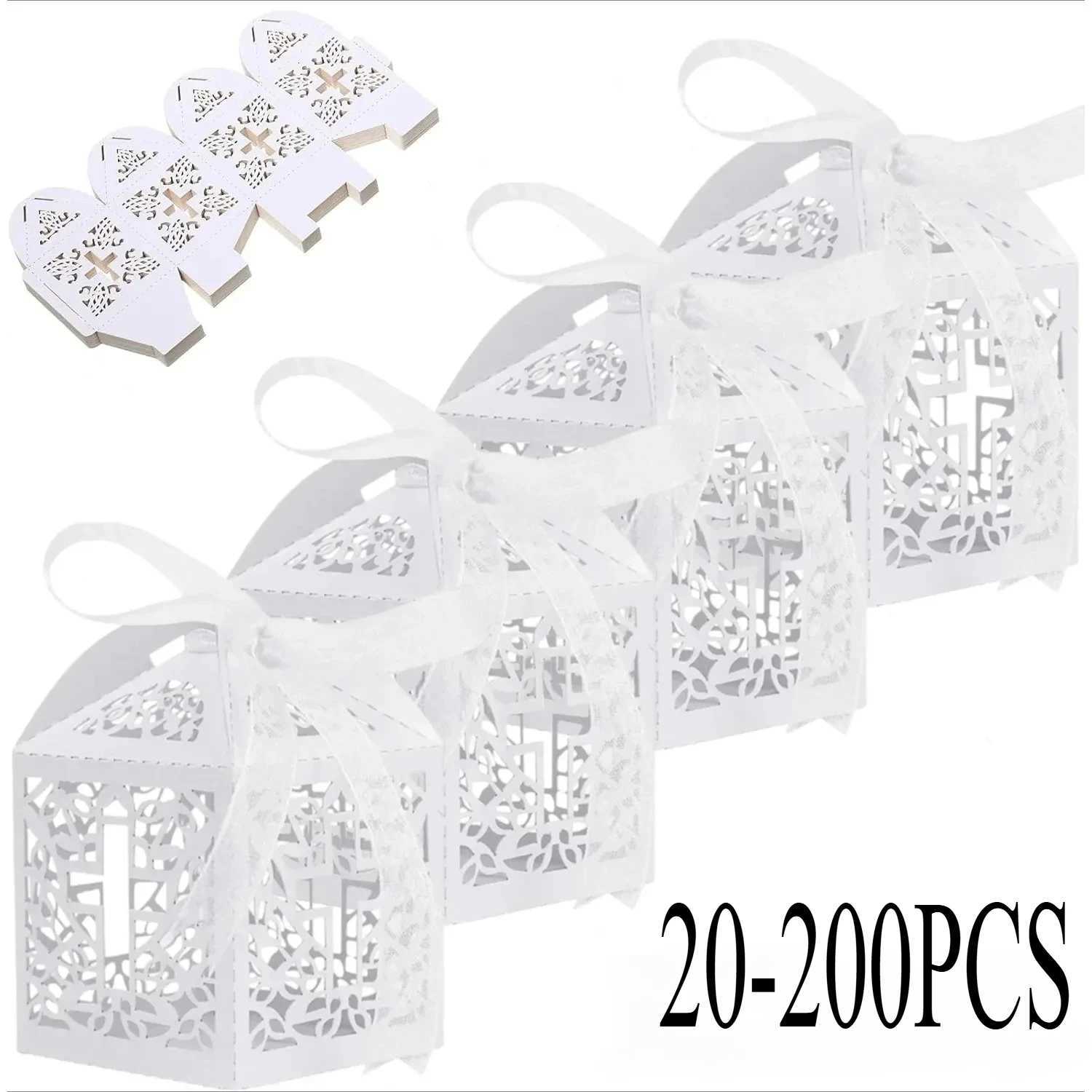 20-200PCS White Cross Candy Box Baptism Chocolate Pearl Paper Baby Shower Gift Box The First Communion Kids Birthday Party Decor M251113-image-1084491771