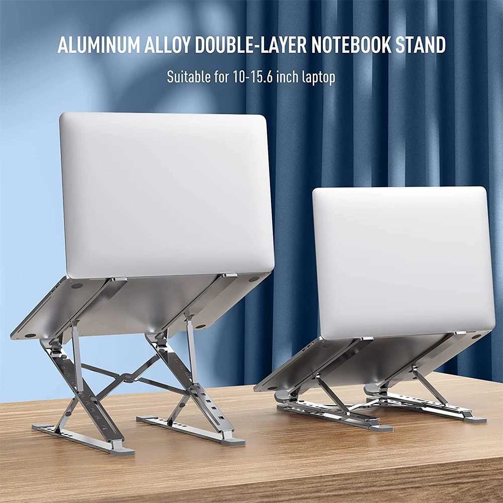 MC N8 Aluminum Alloy Laptop Cputer Stand Adjustable Laptop Stand Cooling Pads Double Layer Elevated Foldable Laptop Stand H251113-image-1084928492
