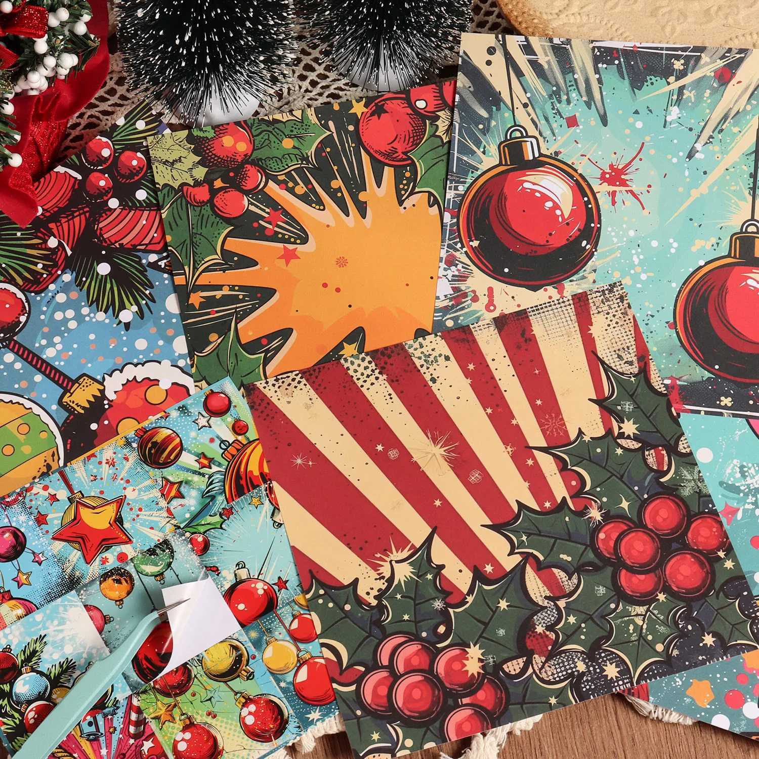 30pieces12Papers and 18StickersColorful Christmas DIY Scrapbook Paper Pack for Scrapbooking Supplies Gift Wrapping PaperM251113-image-1084492428