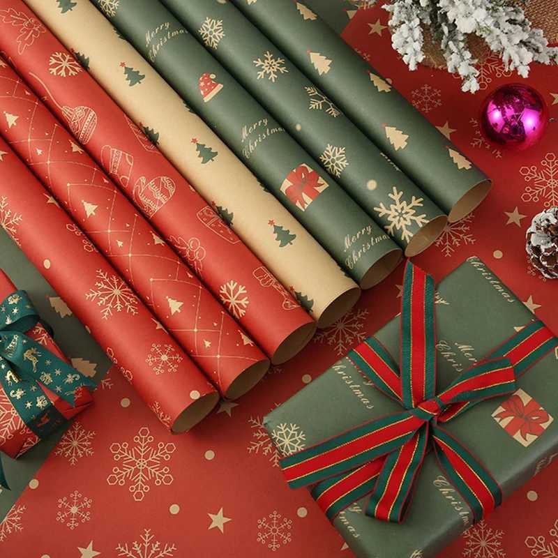Christmas DIY Gift Wrapping Paper Multi Style Christmas Kraft Paper New Year Birthday Gift Wrapping Paper Wedding DecorationM251113-image-1084492295