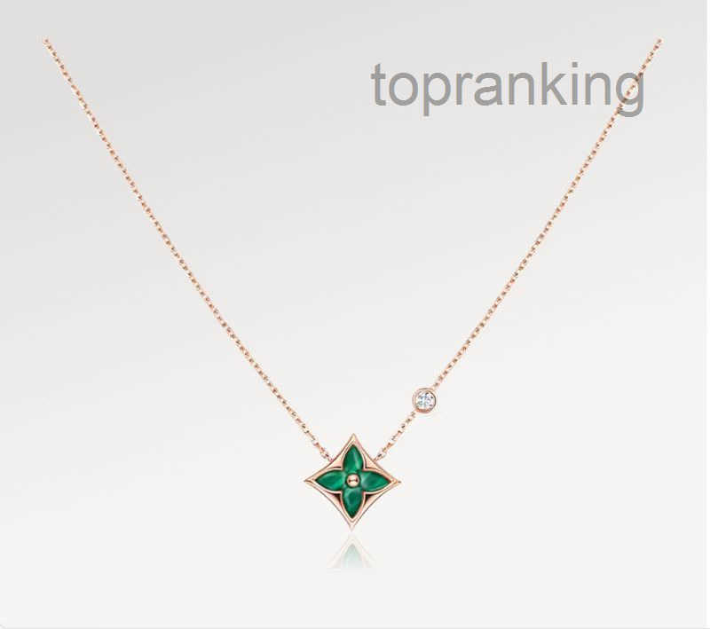 With BOX US EU Luxury Pendant Necklaces Green Pearl Rose Gold Colors Necklace Designer For Women Wedding Engagement Jewelry