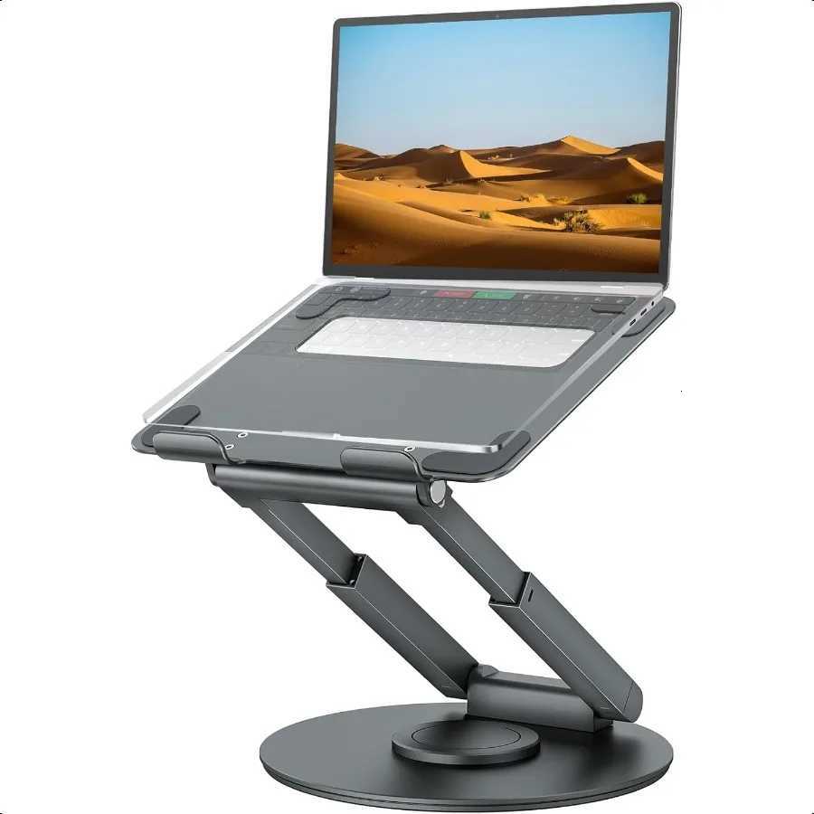 Telescopic Laptop Stand for Desk with 360 Swivel Base Sit to Stand Height Adjustable Portable Riser Holder for Good Posture C H251113-image-1084929462