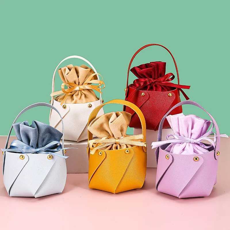 New Creative Gift Basket DIY PU Handy Gift Packing With Drawstring Velvet Bag Wedding Favor Packing Souvenir Candy Bags 2pcs/lot M251113-image-1084491903