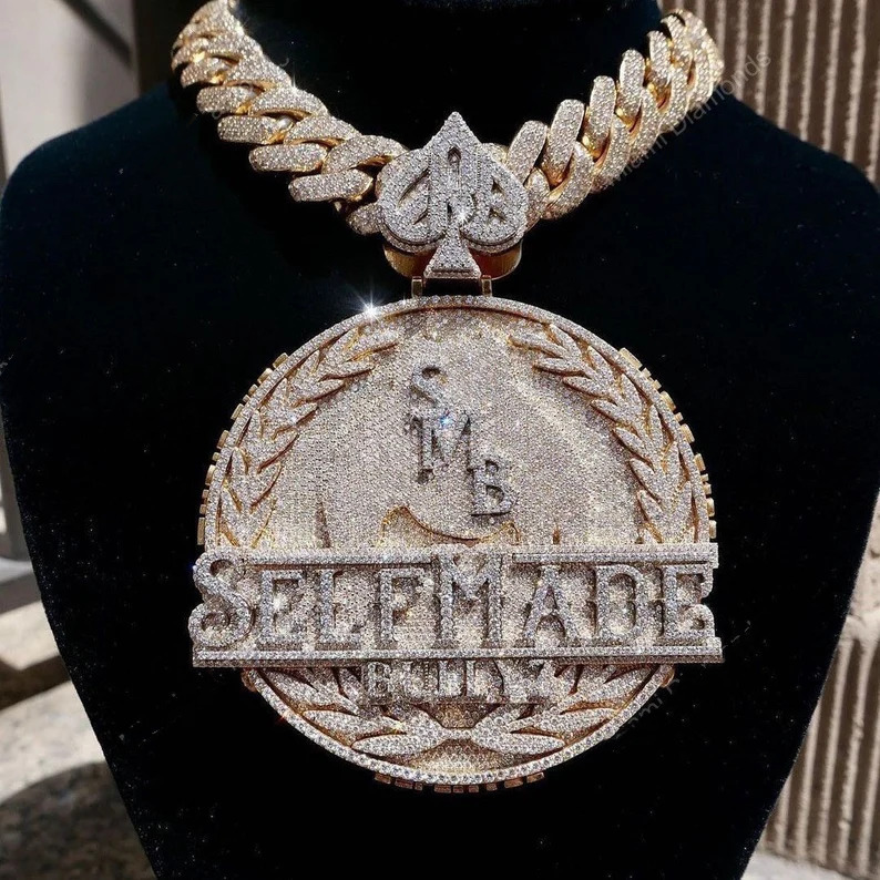 Custom Pendant Hip Hop Jewelry Mens Iced Out 925 Sterling Silver Personal Vvs Moissanite