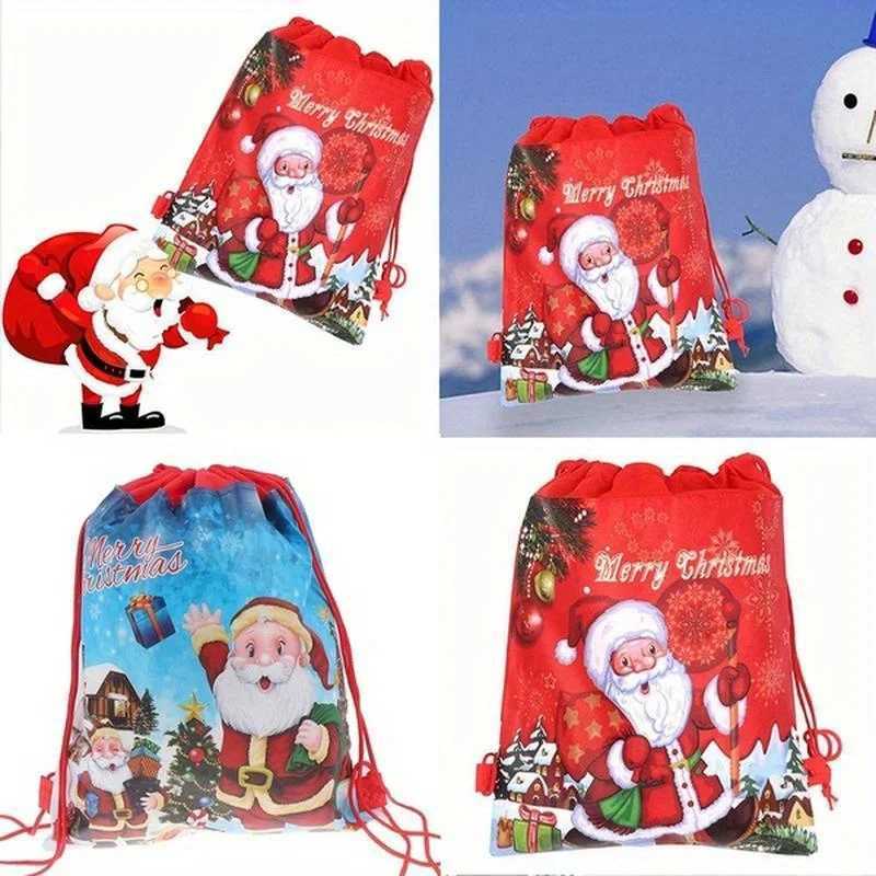 5PCS Backpacks Santa Claus Xmas Supplies Toy Packing Christmas Gift Bag Storage Bags Drawstring Bags M251113-image-1084489631