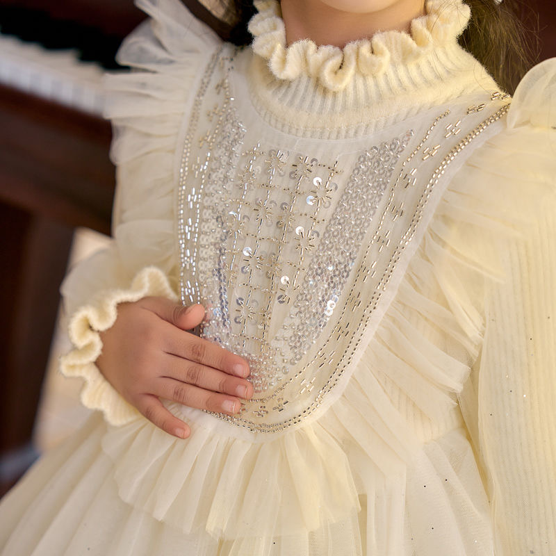 D670 Girls&#039; dress, new autumn/winter style, Korean princess style sweater dress, popular sweet and stylish formal dress-image-1084375644