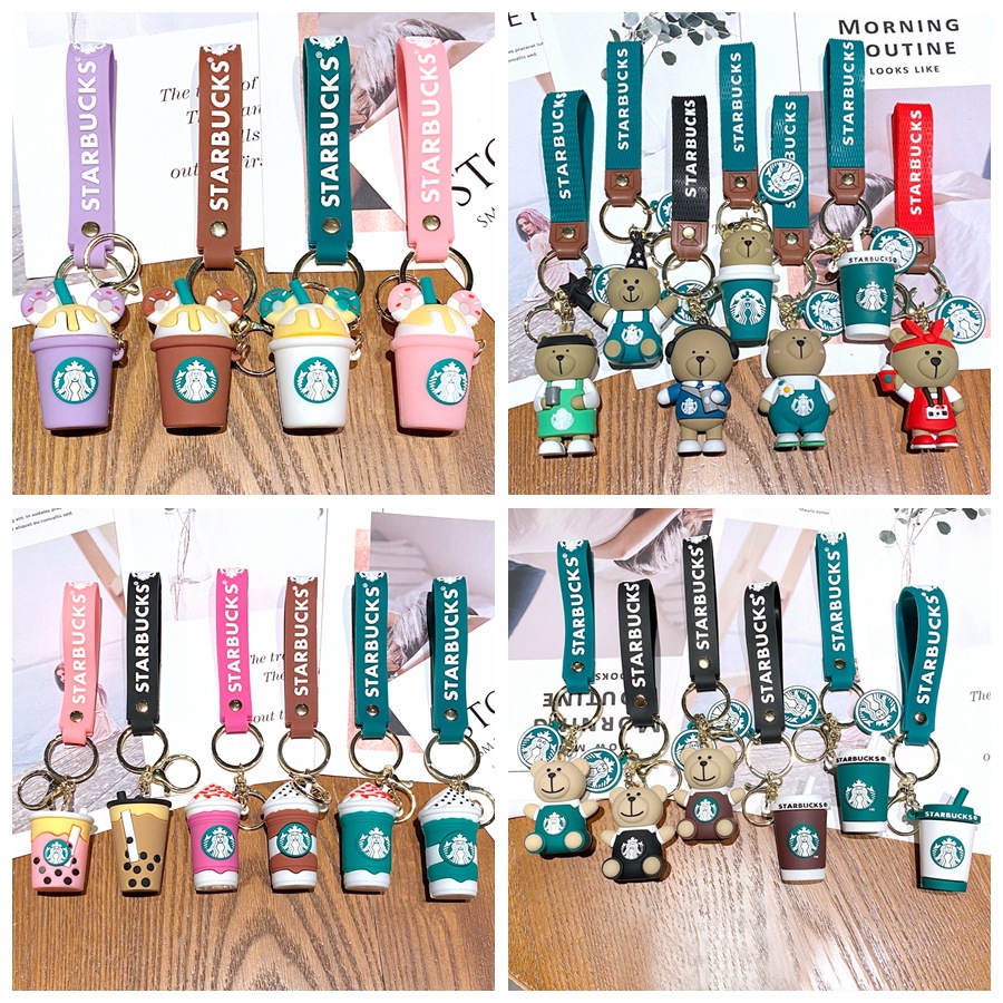 Starbucks Key Accessories Designer pour femmes Mode dessin animé exquise chaîne de voiture lait thé tasse sac porte-clés pendentif