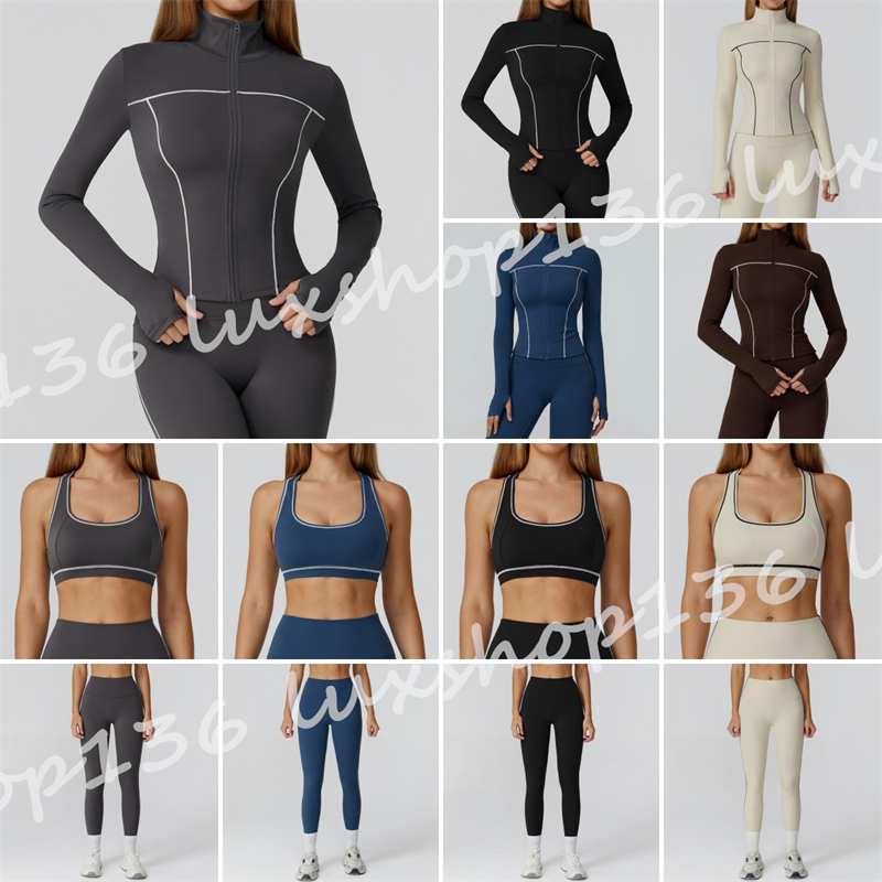 Designer Ensemble Femme Salle de Sport Soutien-gorge Yoga Pantalon Ajusté Veste Running Décontractée S-XL 32928