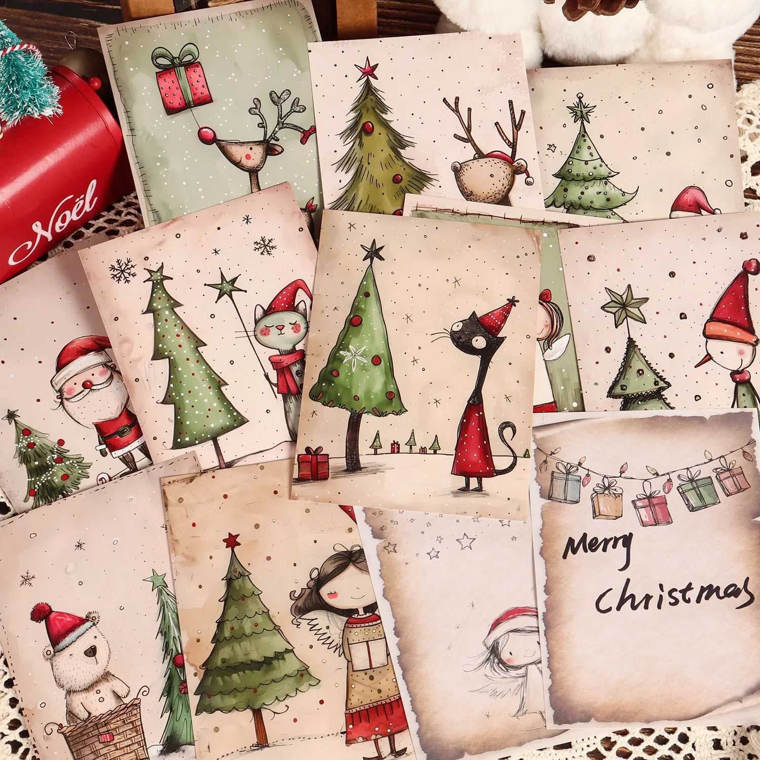 16cards 16letter papers 20stickers 2envelopes Funny Christmas Animals Writable Postcards for Scrapbooking Supplies CraftsM251113-image-1084491794