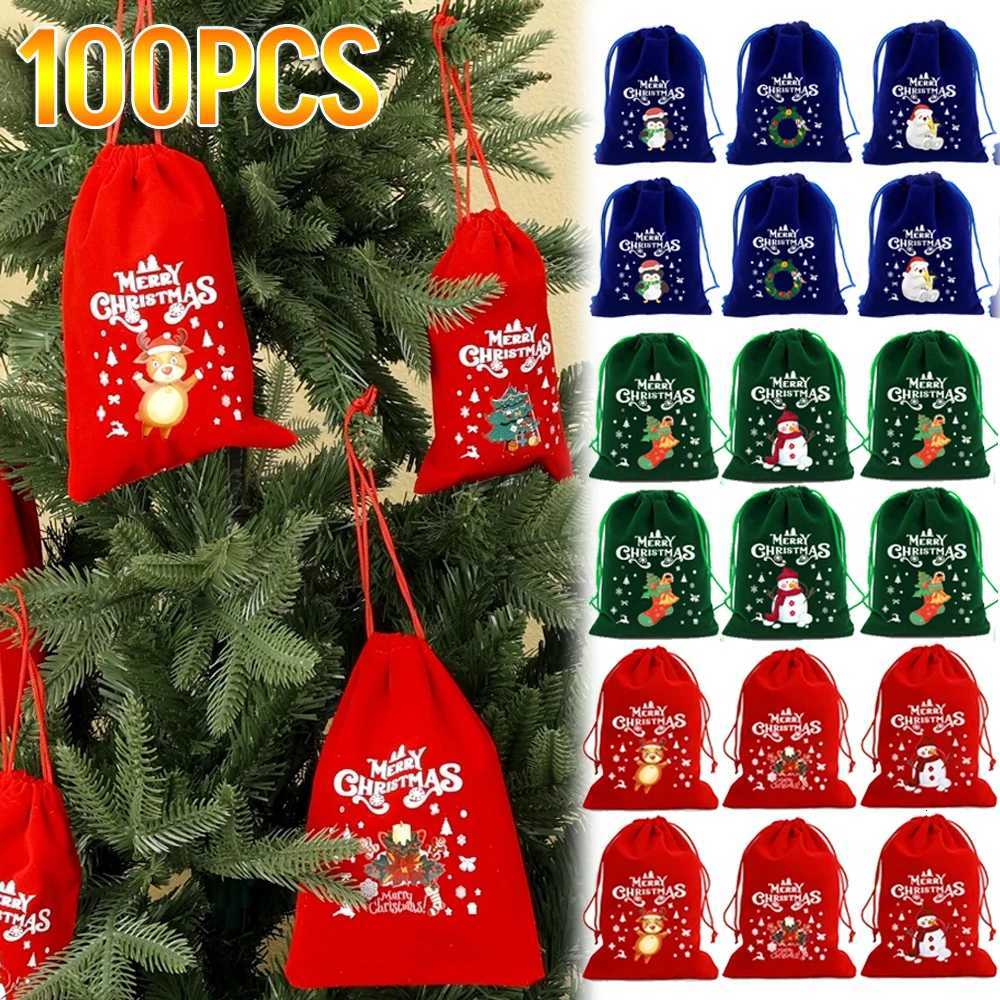 Christmas Velvet Bags Small Candy Gifts Bag Drawstring Pouch Xmas Decoration Favor Bracelet Jewelry Packaging BagM251113-image-1084489863