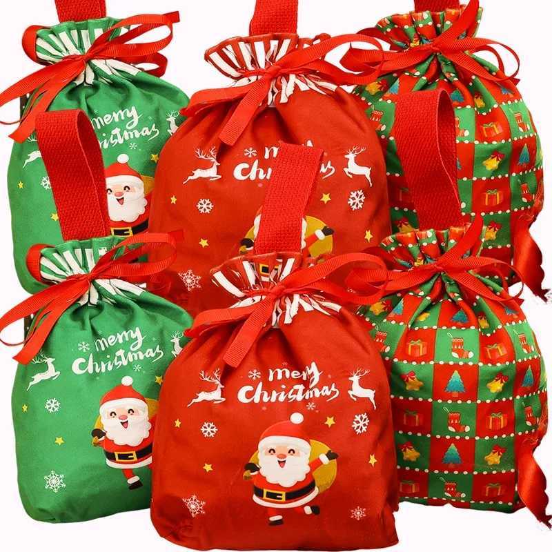Christmas Drawstring Gift Bag Santa Claus Tote Bags Xmas Candy Biscuits Pouchs Jewelry Storage Packaging Bags Party DecorationM251113-image-1084491742