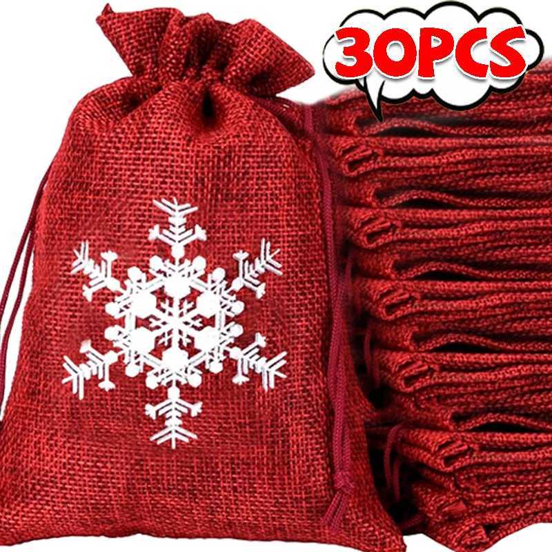 30/1pcs Christmas Candy Snack Gift Bags Reusable Drawstring Bag New Year Party Gift Storage Bag Xmas Tree Hanging Decor Supplies M251113-image-1084491192
