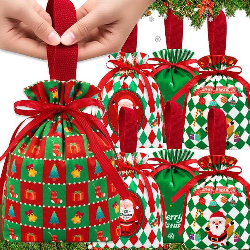1/5x Christmas Velvet Gift Bags Santa Drawstring Pouch Reusable Candy Snacks Drawstring Sack Xmas Holiday Gifting Packaging BagsM251113-image-1084491407