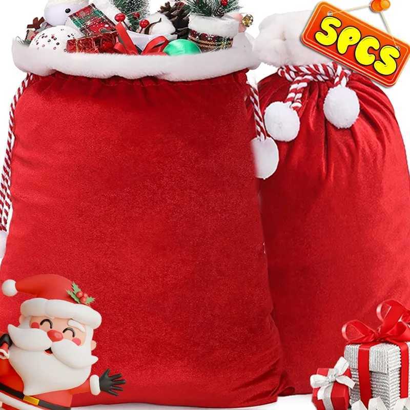 Large Santa Claus Bags with Drawstring Red Velvet Santas Present Sack Bags Merry Christmas Party Gifts Toys Decoration SuppliesM251113-image-1084491837