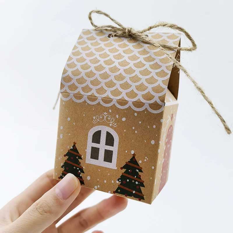 5Pcs Christmas Party House Shape Gift Box DIY Biscuit Candy Packaging Box Party Decoration Christmas and New Year Supplies M251113-image-1084490909