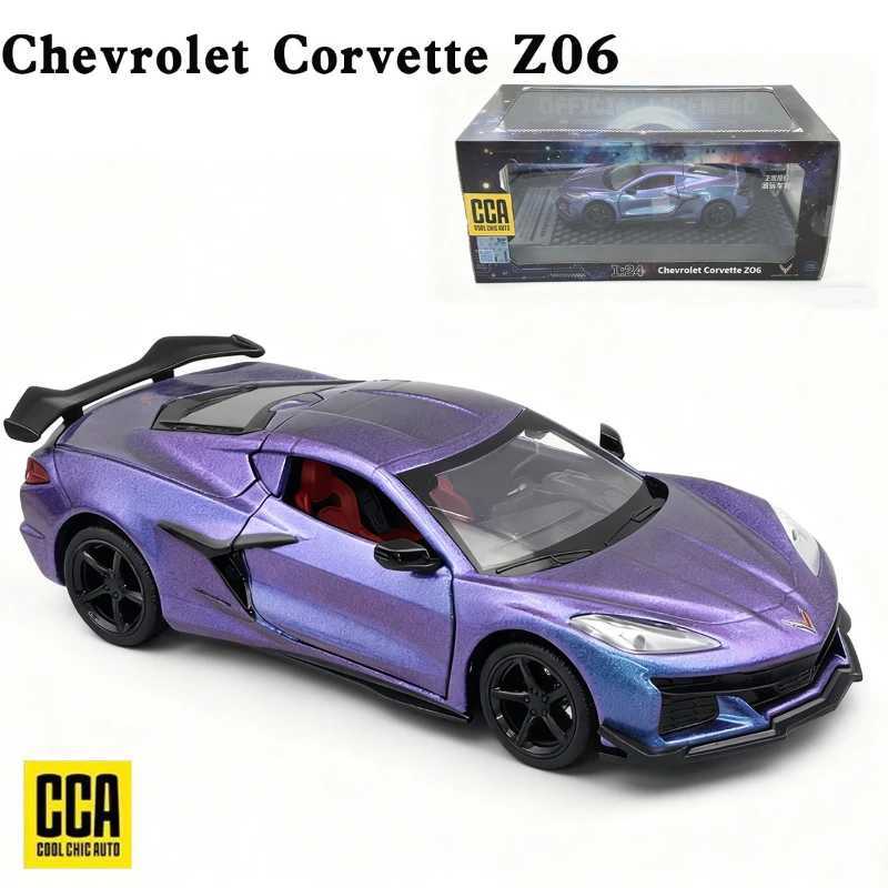 CCA Diecast 1/24 Corvette Z06 Alloy Super Car Model Simulated Sound Light Toy Vehicle Collection Miniature Voiture Home Decor C251118-image-1085145858